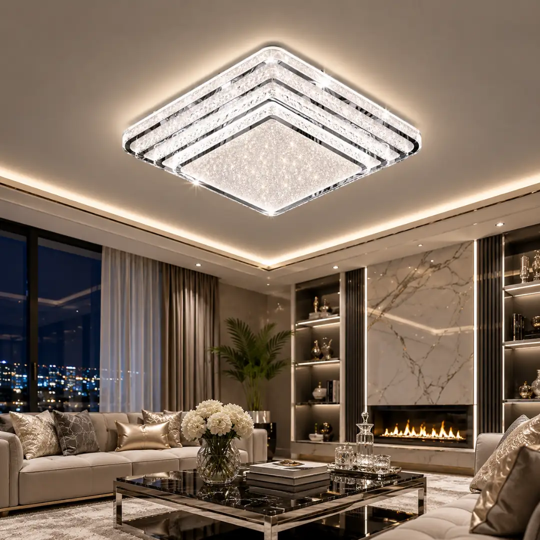 İnci 4 Katlı Kumandalı 3 Renkli LED Plafonyer Avize 50 cm — görsel 2