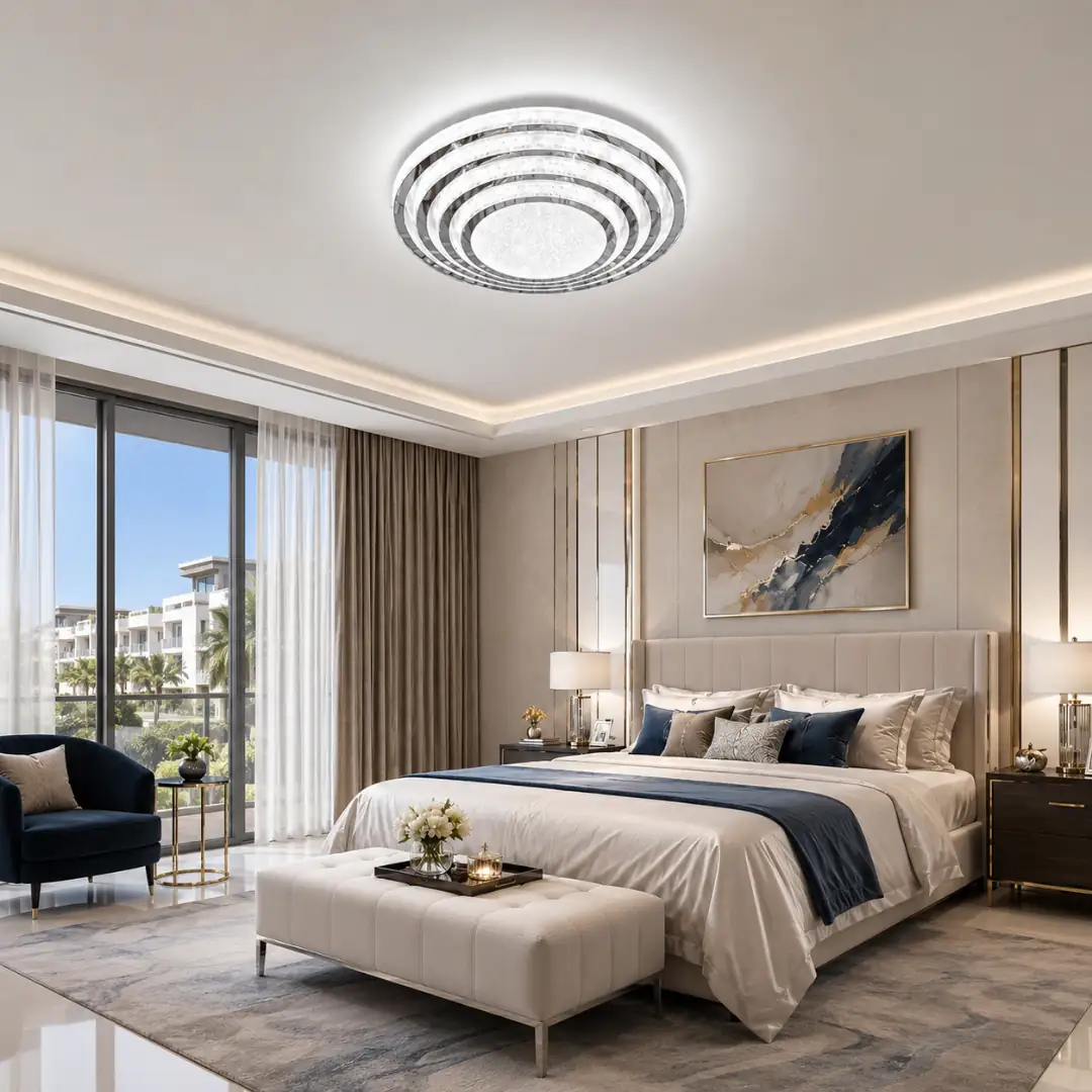 Safir 4 Katlı Kumandalı 3 Renkli LED Plafonyer Avize 40 cm — görsel 2