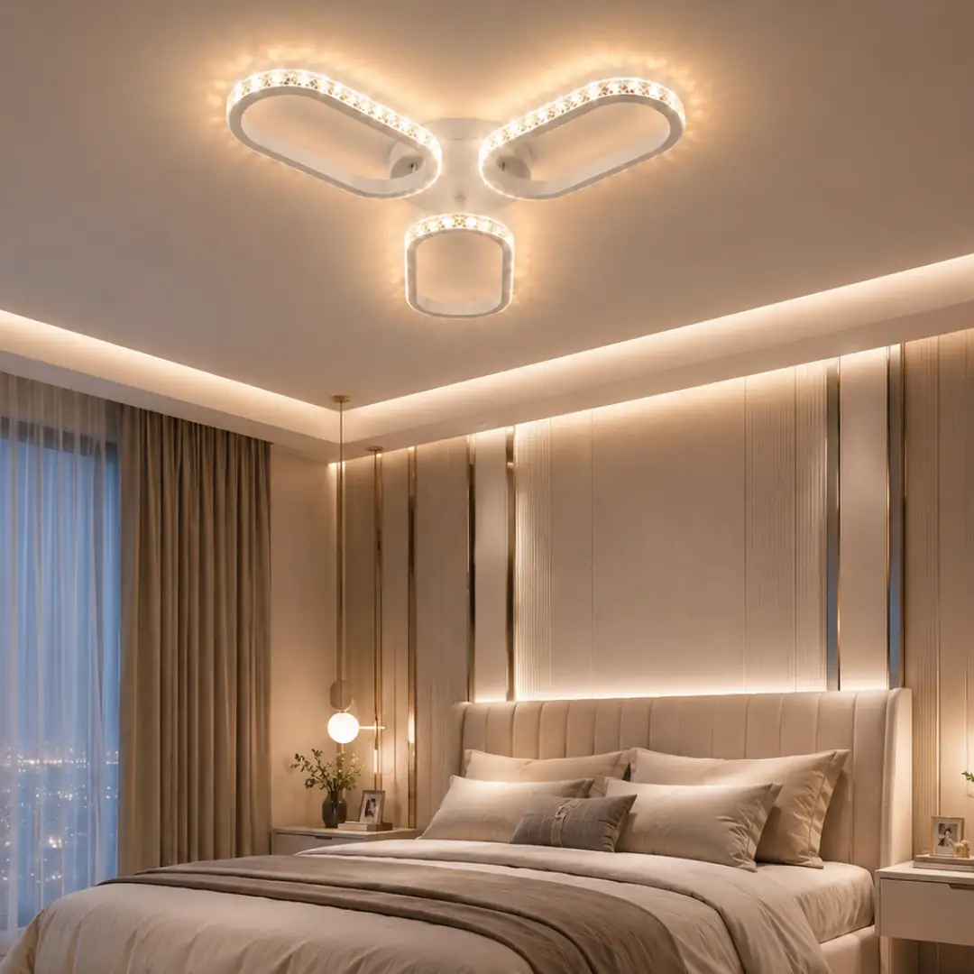 3fach Ekol 3-Farben LED Deckenleuchte Kronleuchter 3'lü Ekol 3 Renkli LED Plafonyer Avize