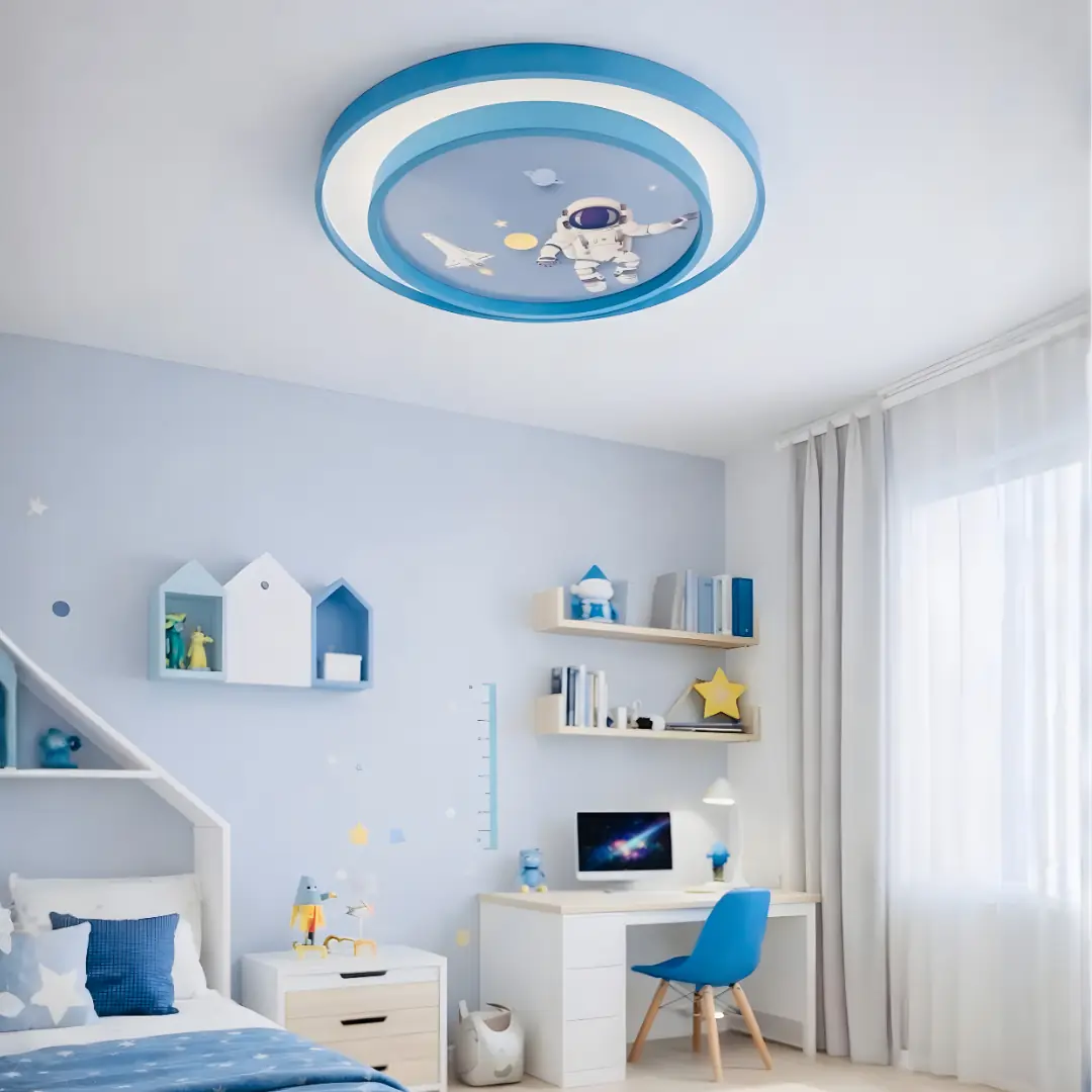 Astronot 2 Katlı Kumandalı 3 Renkli Çocuk Odası LED Plafonyer Avize 50 cm — görsel 3
