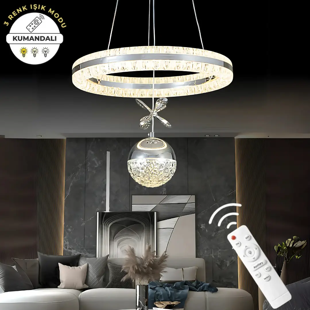Destello Doble Direccional con Mando 3 Colores LED Lámpara de Araña 40 cm
