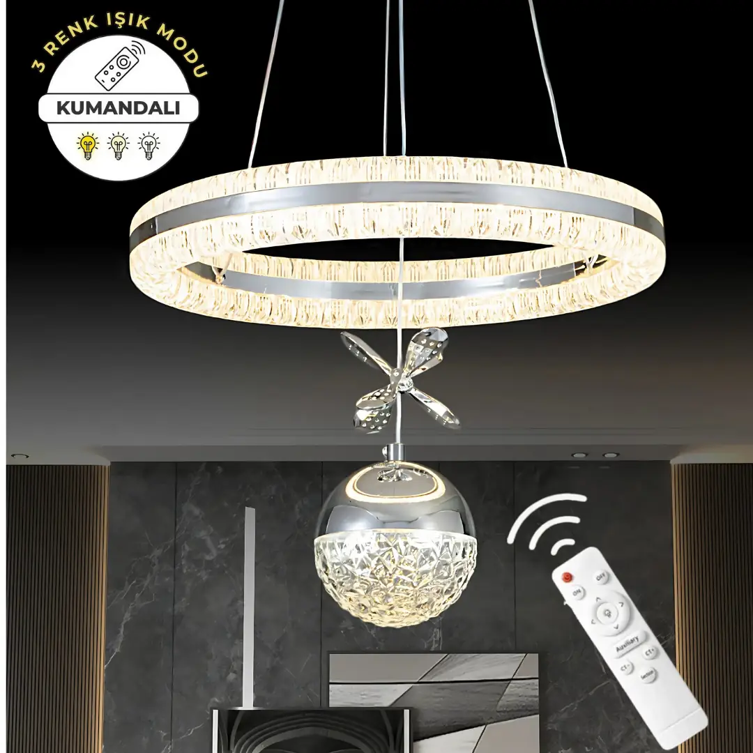 Destello Doble Direccional con Mando 3 Colores LED Lámpara de Araña 40 cm