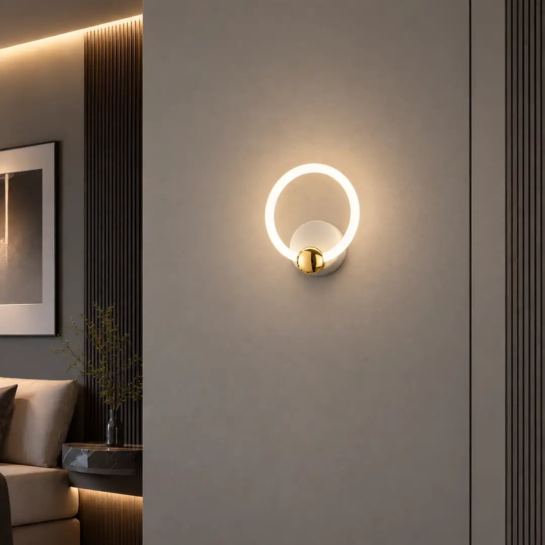 Beyaz Gold Pino Yuvarlak 3 Renkli LED Aplik