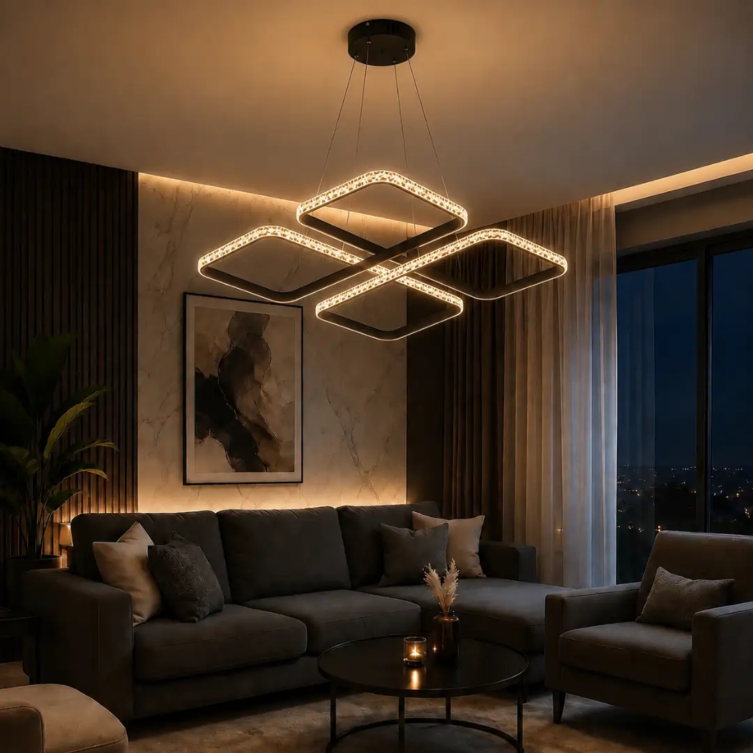 Siyah Beta 3 Renkli LED Sarkıt Avize 50 cm