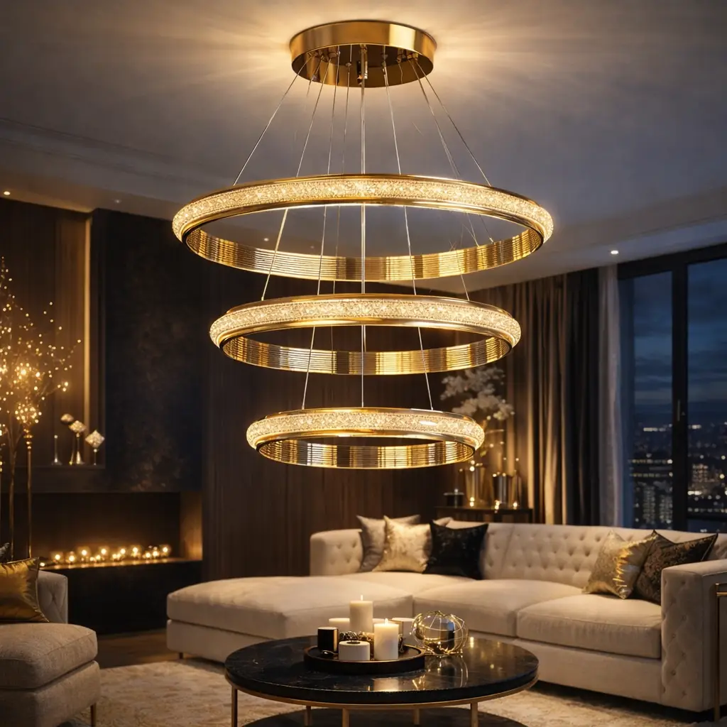 Ottoman Kumandalı 3 Renkli LED Sarkıt Avize 50 cm — görsel 2
