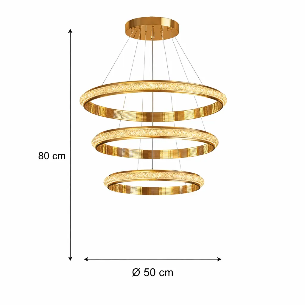 Ottoman Kumandalı 3 Renkli LED Sarkıt Avize 50 cm — görsel 3