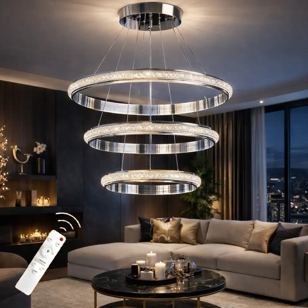 Ottoman Kumandalı 3 Renkli LED Sarkıt Avize 50 cm — görsel 4