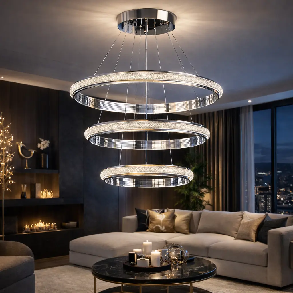 Ottoman Kumandalı 3 Renkli LED Sarkıt Avize 50 cm — görsel 5