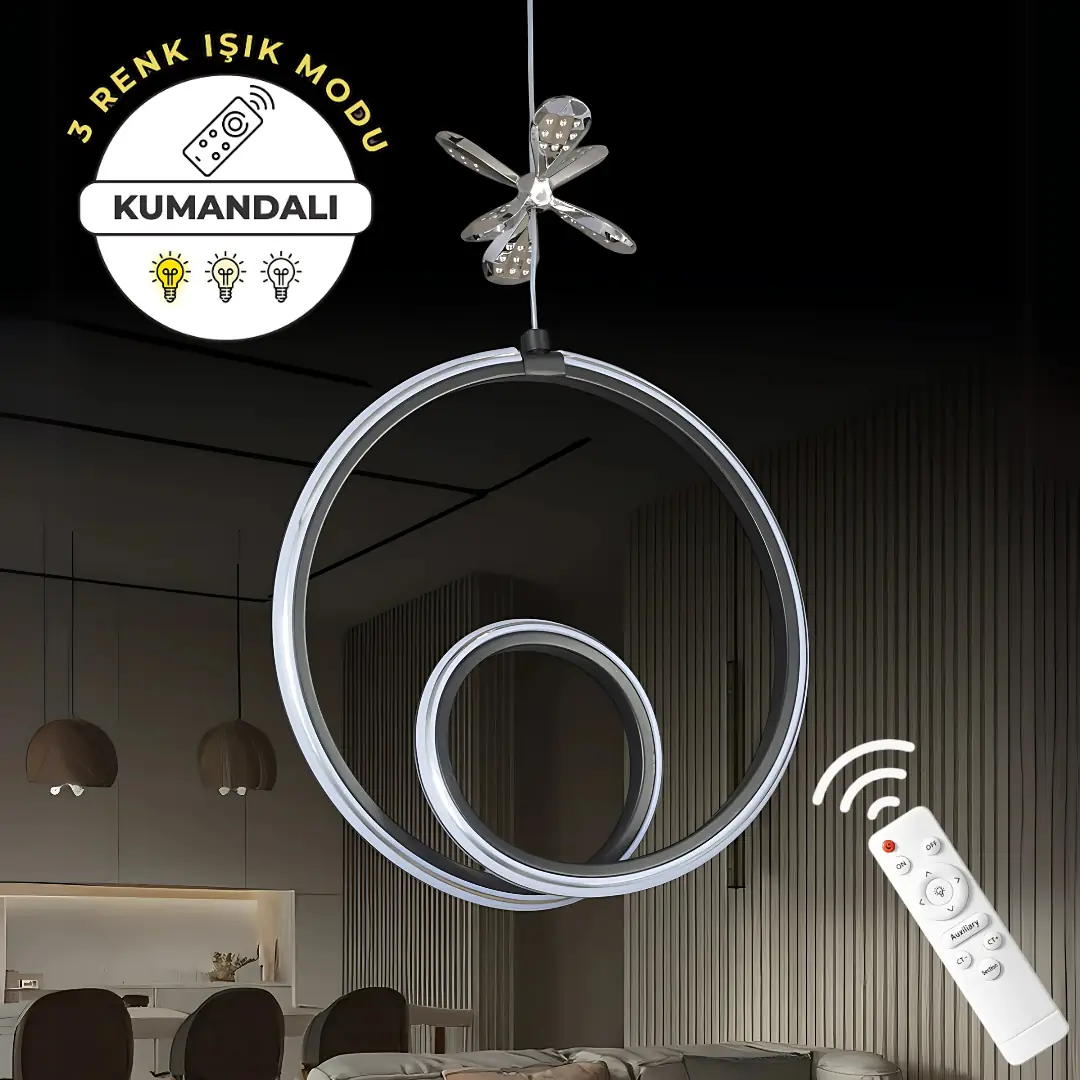 Siyah Krom Yakamoz Kumandalı 3 Renkli LED Sarkıt Avize Siyah Krom Yakamoz Kumandalı 3 Renkli LED Sarkıt Avize