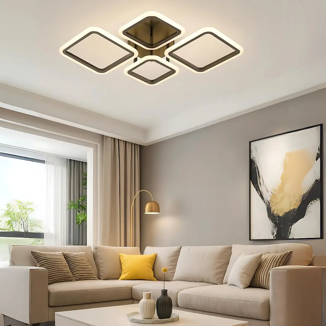 4'lü Siyah 3 Renkli LED Plafonyer Avize — görsel 2