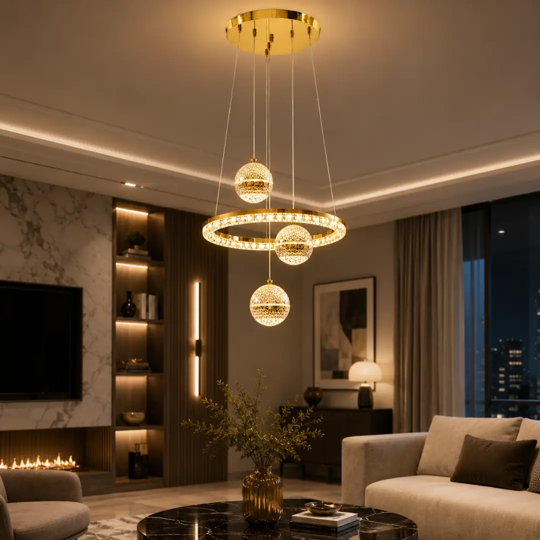 Bahama mit Fernbedienung 3-Farben LED Pendelleuchte Kronleuchter 40 cm Bahama Kumandalı 3 Renkli LED Sarkıt Avize 40 cm
