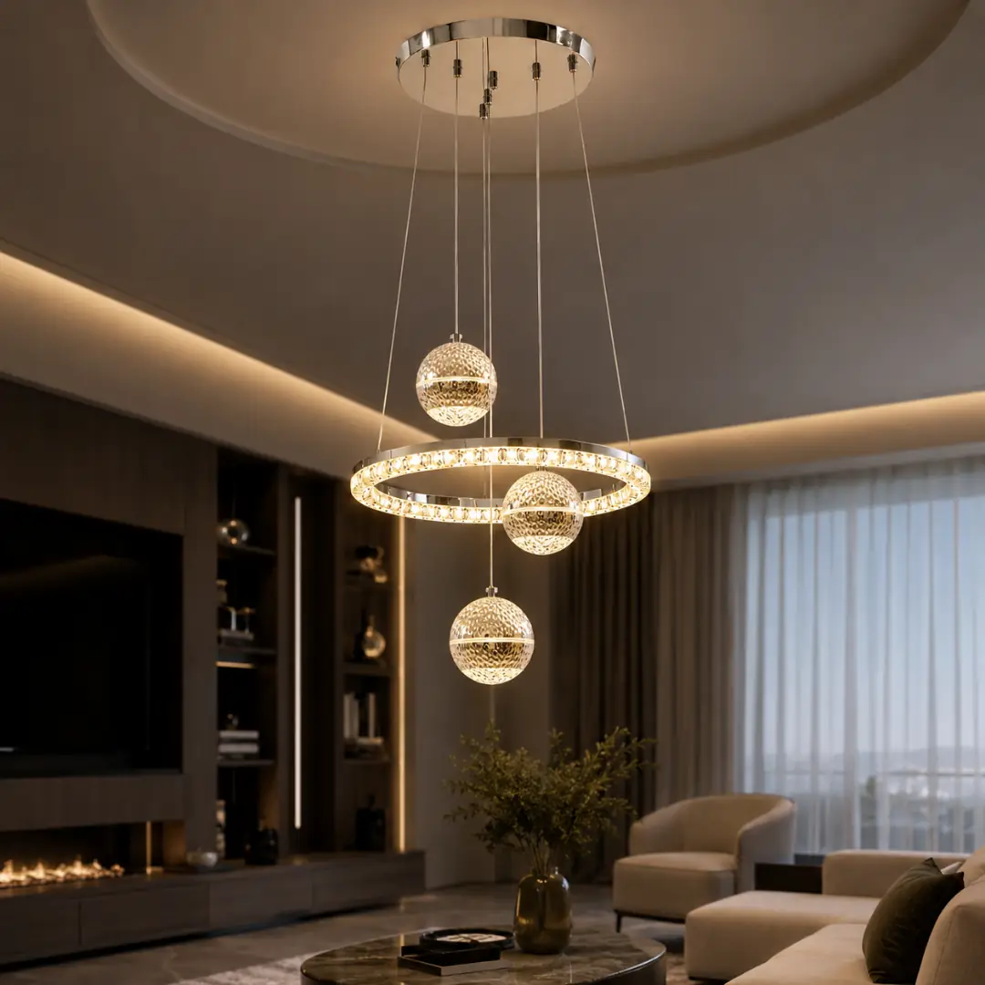 Bahama Kumandalı 3 Renkli LED Sarkıt Avize 40 cm — görsel 2