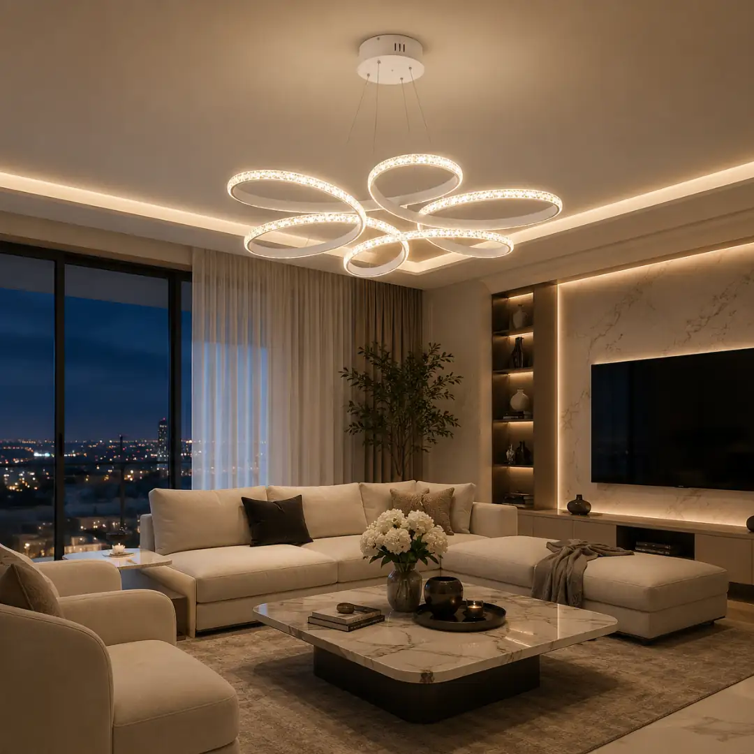 Beyaz Alfa 3 Renkli LED Sarkıt Avize 60 cm