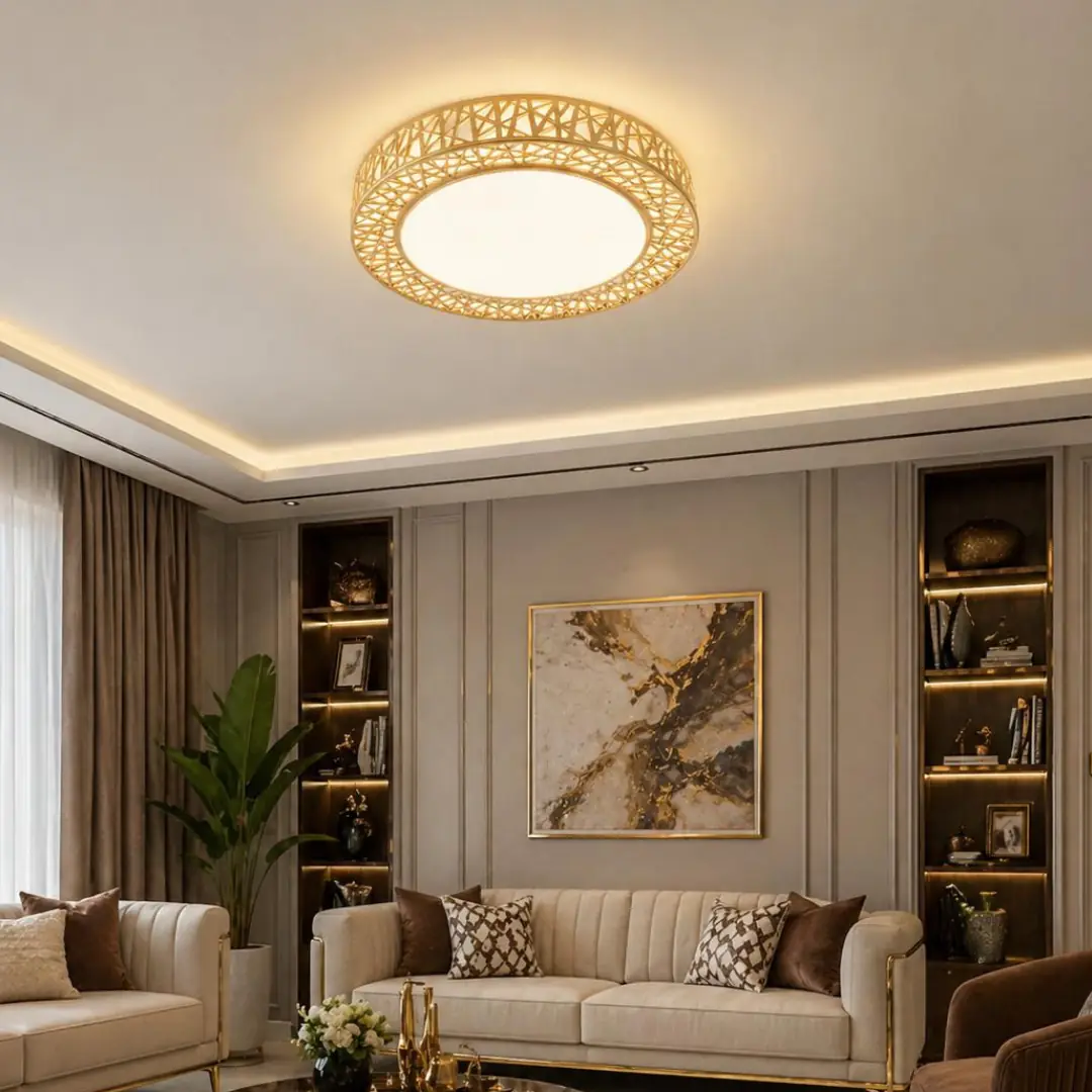 Золотая Truva С пультом 3-цветный LED Потолочный Светильник Люстра 40 cm Gold Truva Kumandalı 3 Renkli LED Plafonyer Avize 40 cm